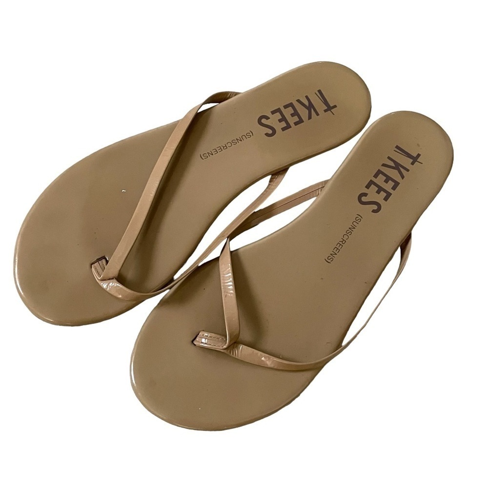 TKEES Glosses Thong Flip Flop Flat Sandals Camel Tan 7